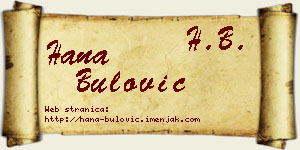 Hana Bulović vizit kartica